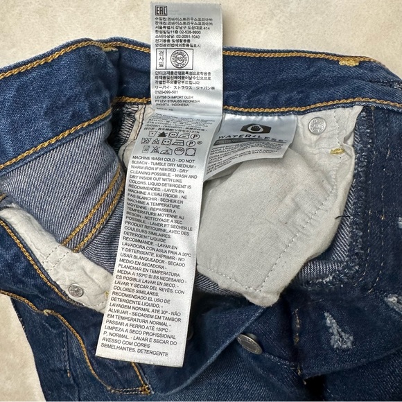 Levi's Premium High Rise Ribcage Straight Leg Dark Wash Denim Jeans Size 24 - Picture 13 of 13